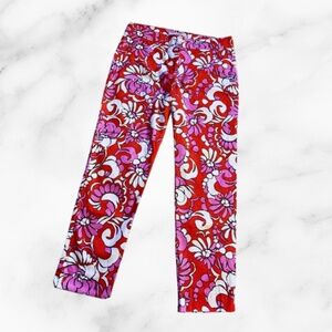 Trina Turk Women's Moss 2 Ankle Pants Floral Red and Pink - Size 8 NWOT